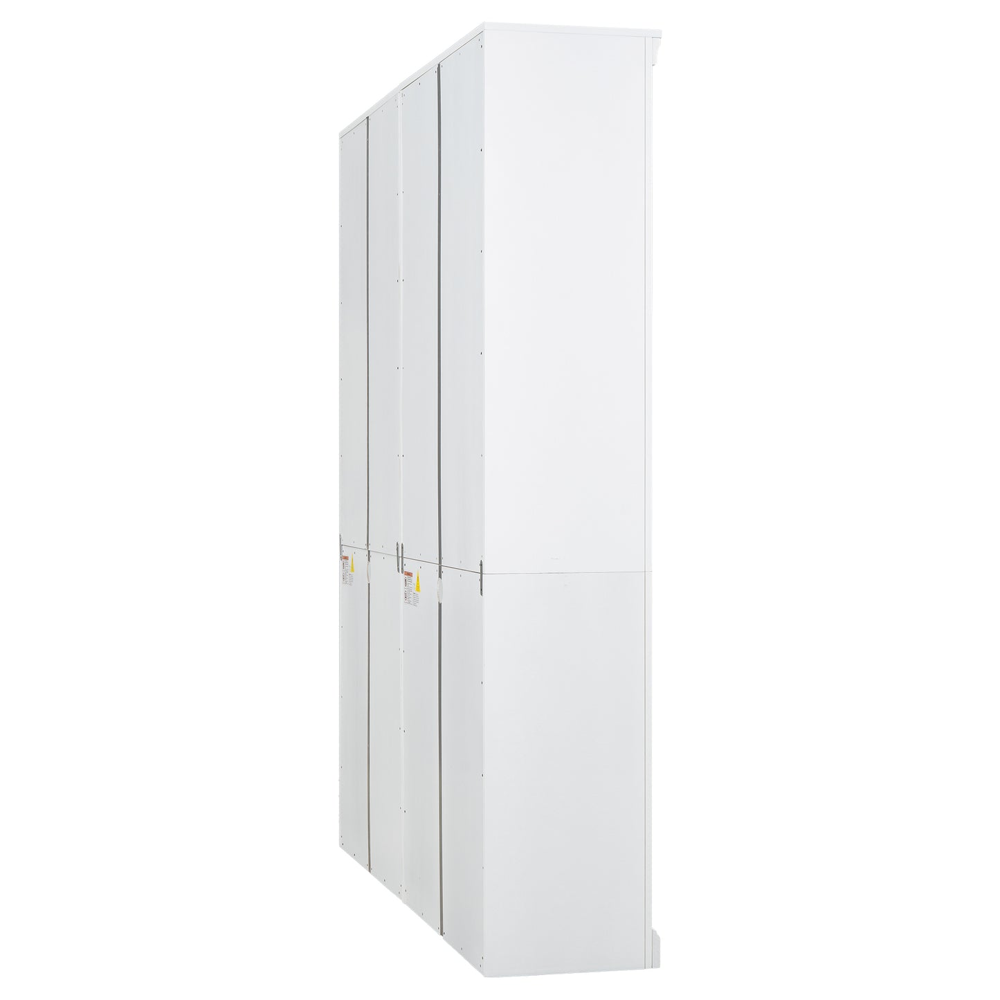 White modular storage unit with multiple tall cabinets ideal for home organization