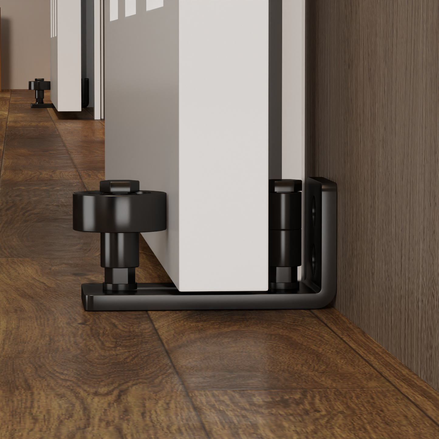 Black sliding door bottom guide