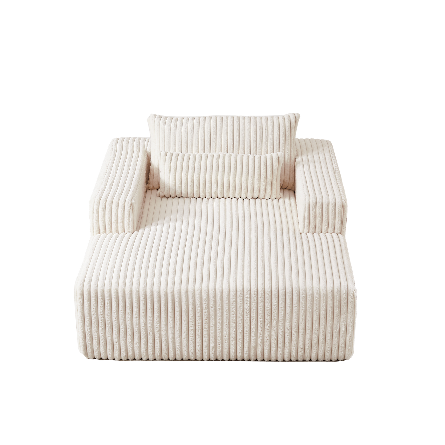 Plush cream corduroy accent pillow with ribbed texture