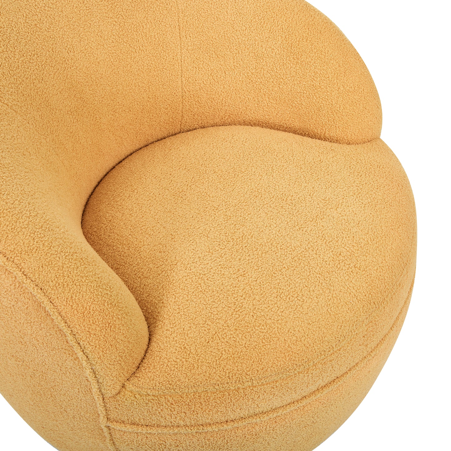 Curved mustard yellow boucle armchair a cozy seating accent
