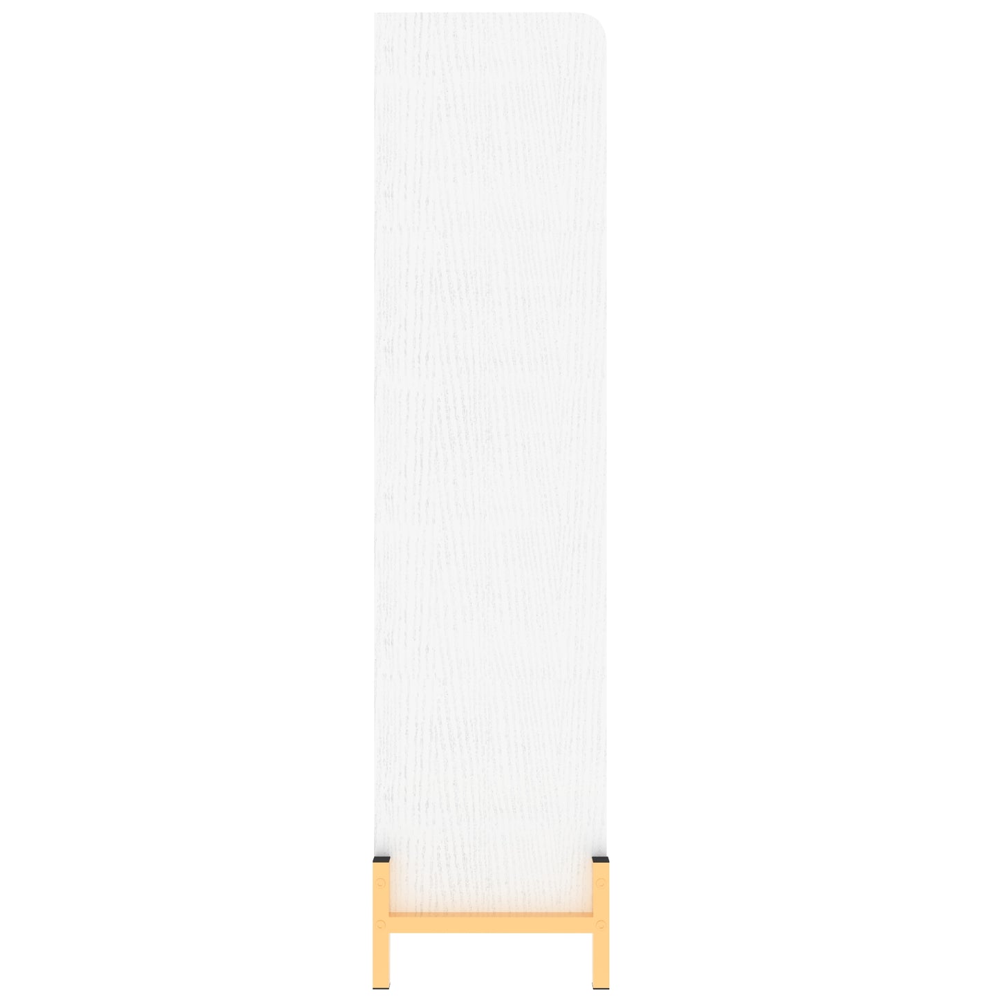 White wood panel room divider with gold base