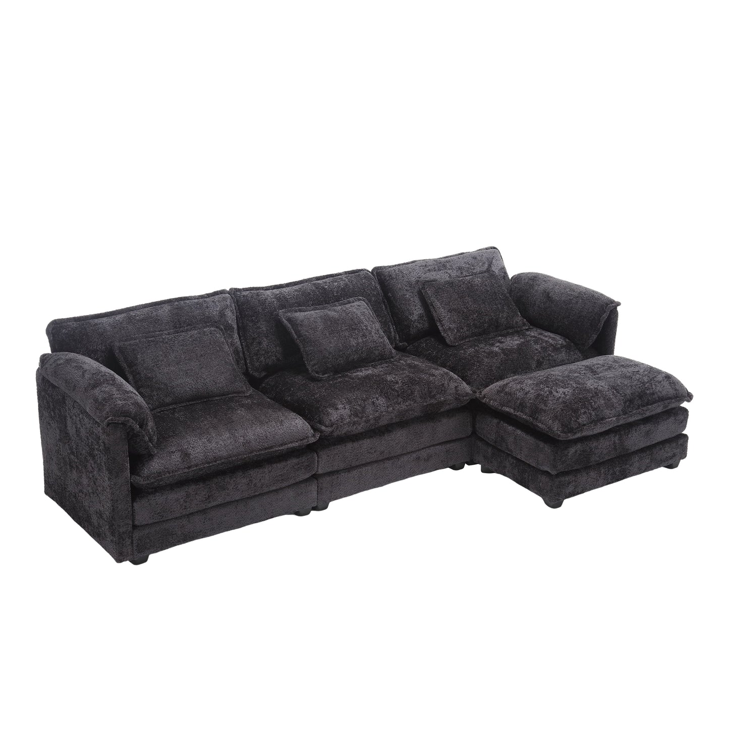 Plush dark grey sectional sofa with a chaise lounge perfect for modern living rooms