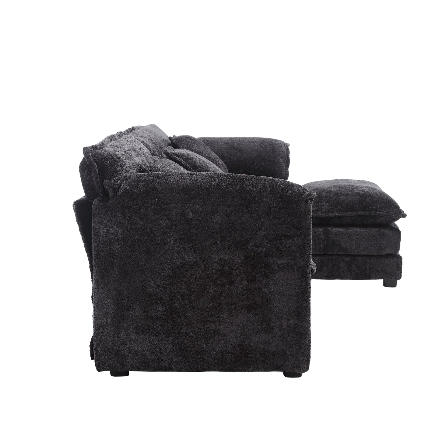 Plush dark gray sectional sofa with multiple soft cushions perfect for a cozy living room