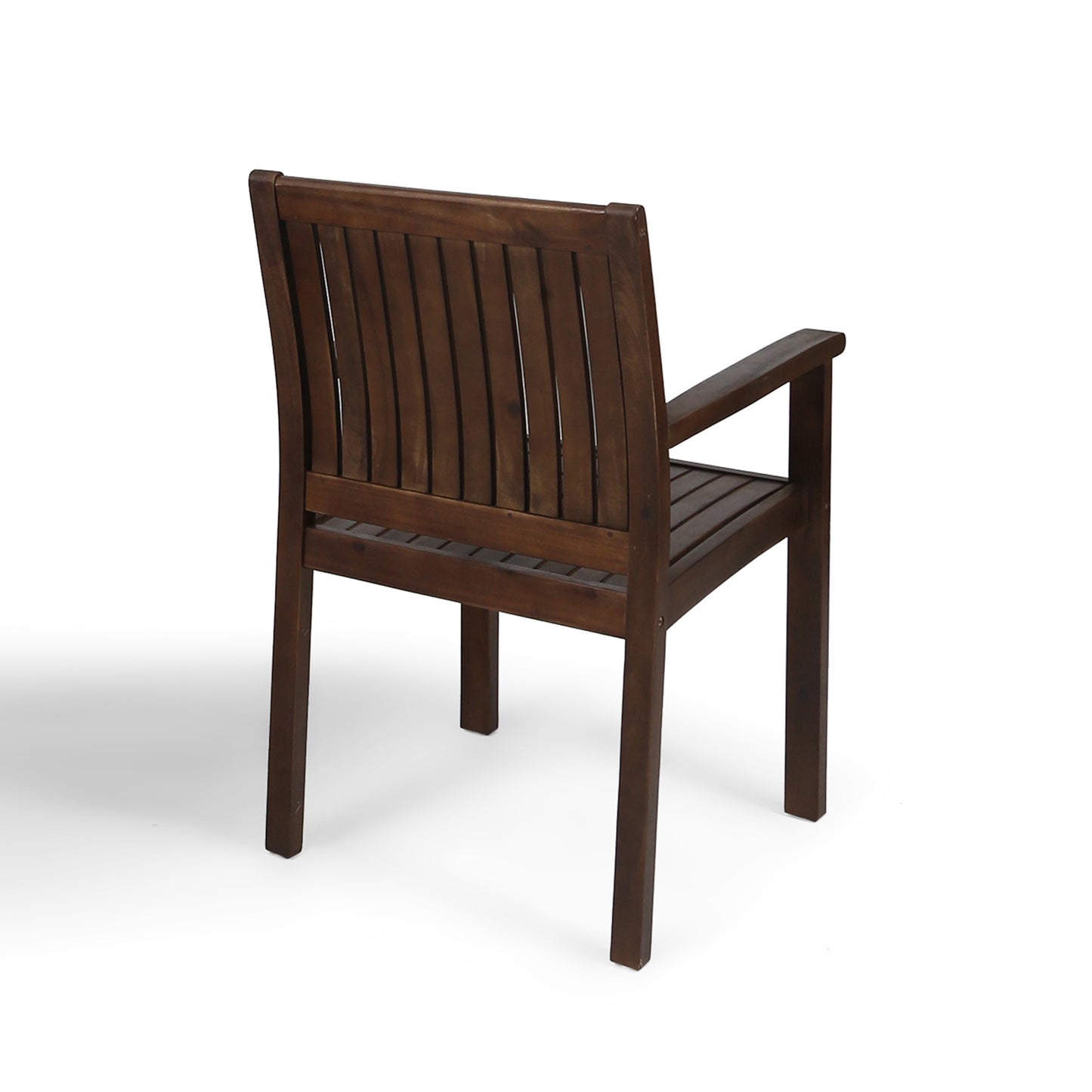Dark wood patio chair with slatted back and seat modern outdoor furniture