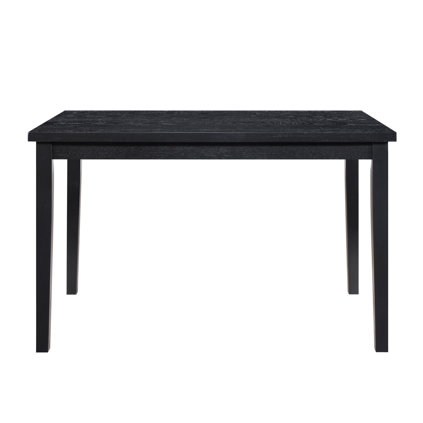 Black wood dining table with textured surface modern design