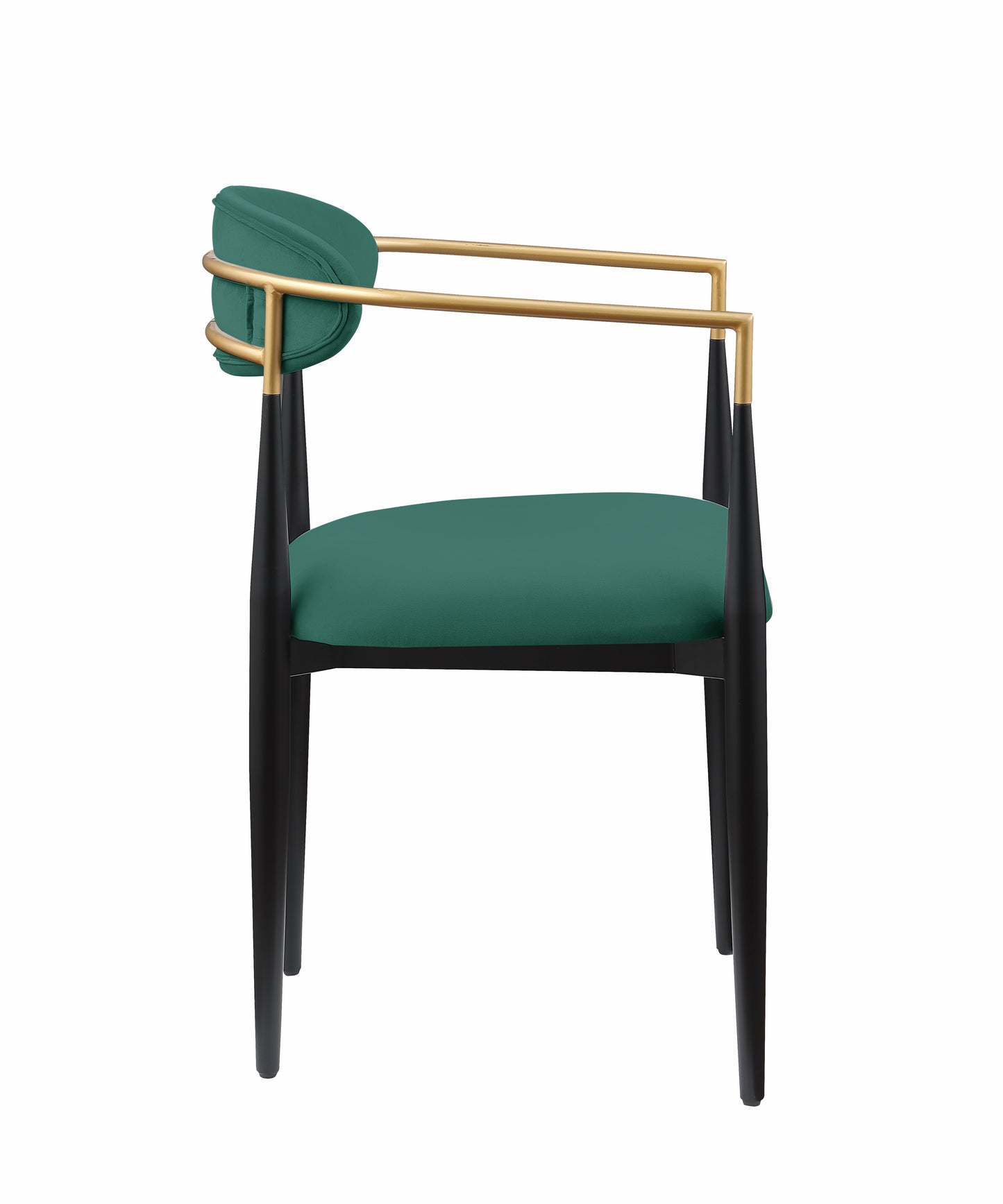 Teal velvet armchair with gold metal frame and black tapered legs elegant accent chair