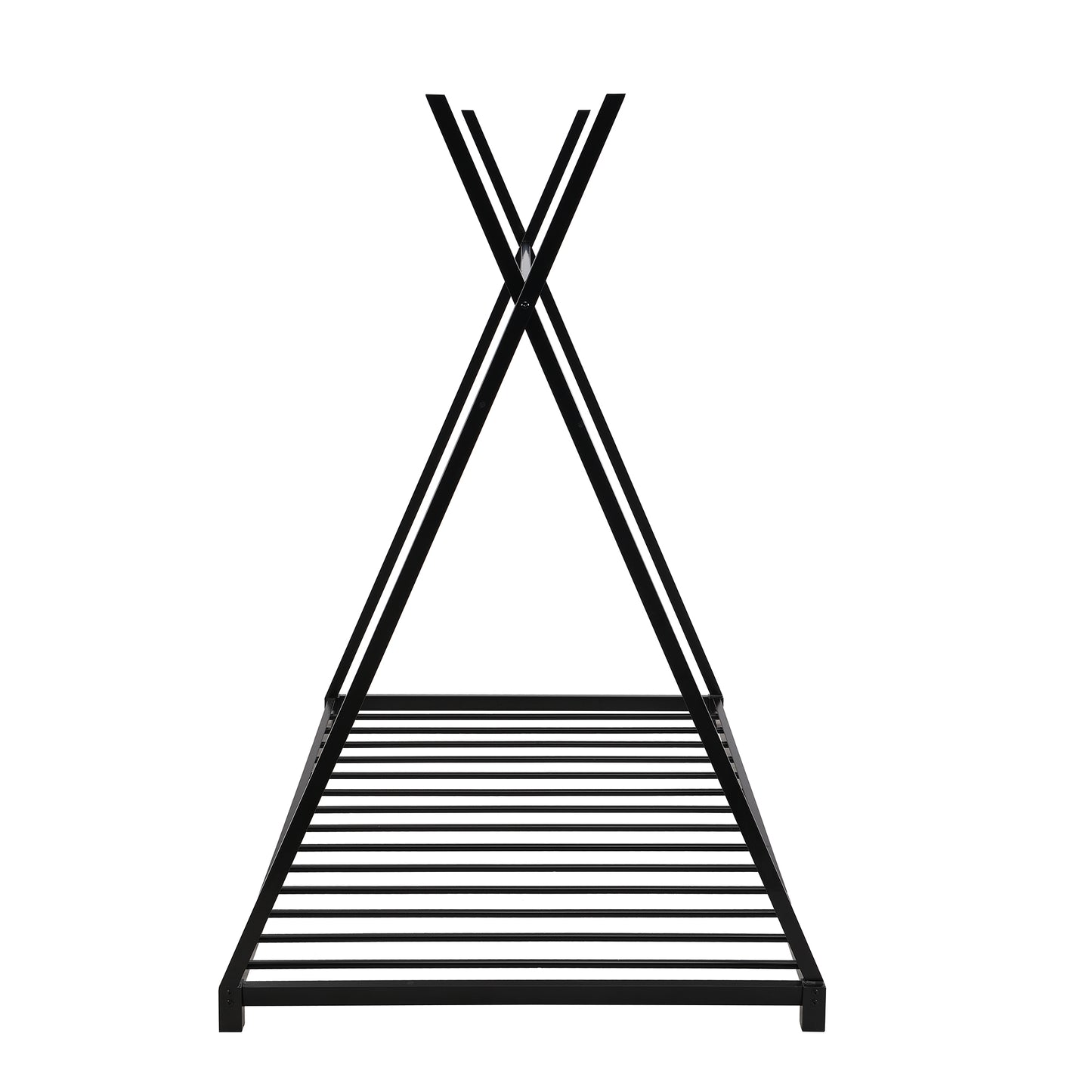Black metal tent bed frame