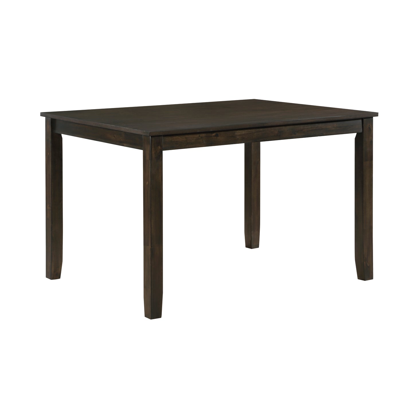 Dark wood square dining table with tapered legs perfect for small spaces
