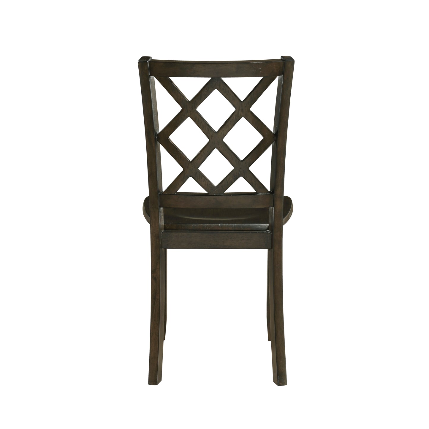 Dark oak dining chair with a diamond lattice back design ideal for modern farmhouse kitchens