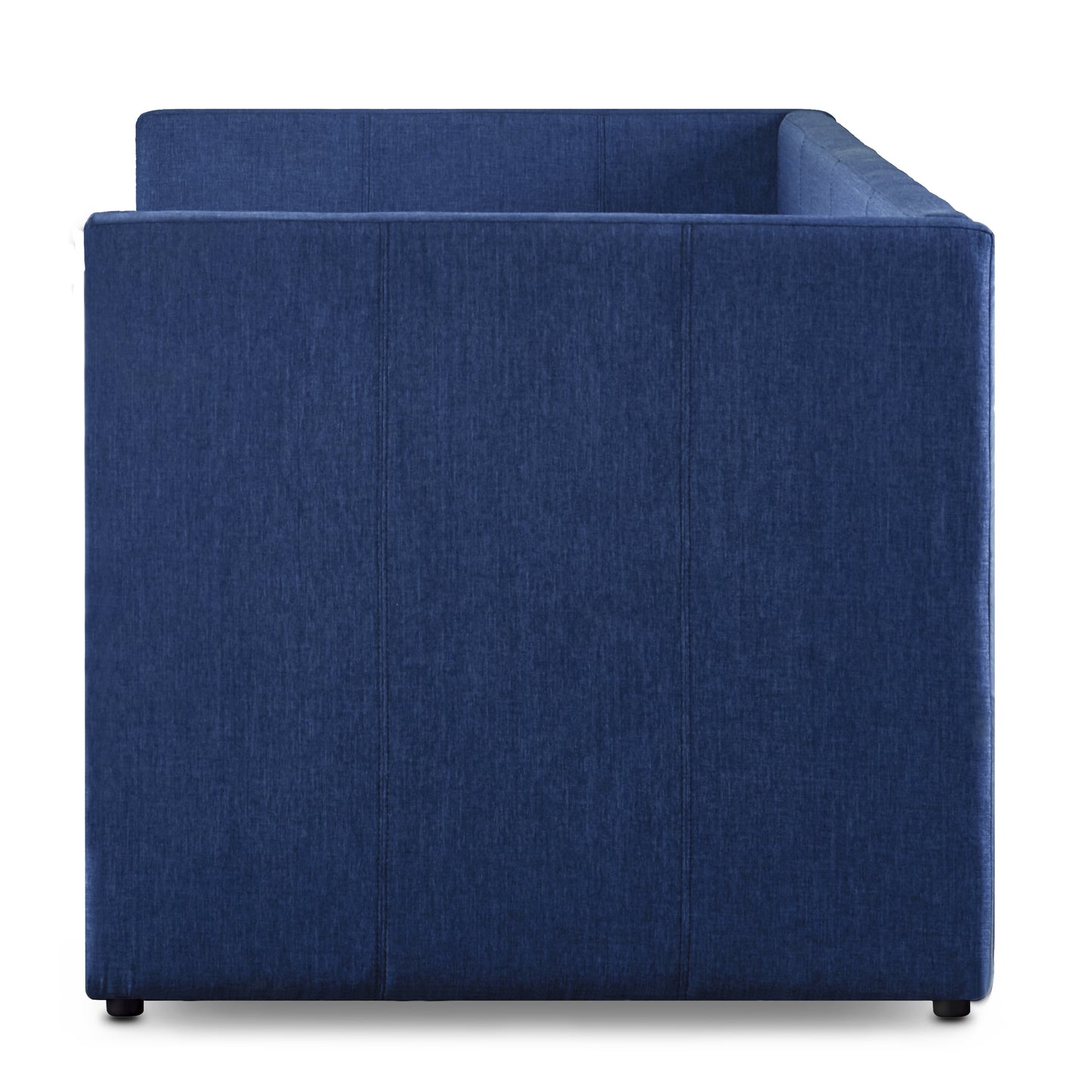 Navy blue upholstered sofa clean lines modern design