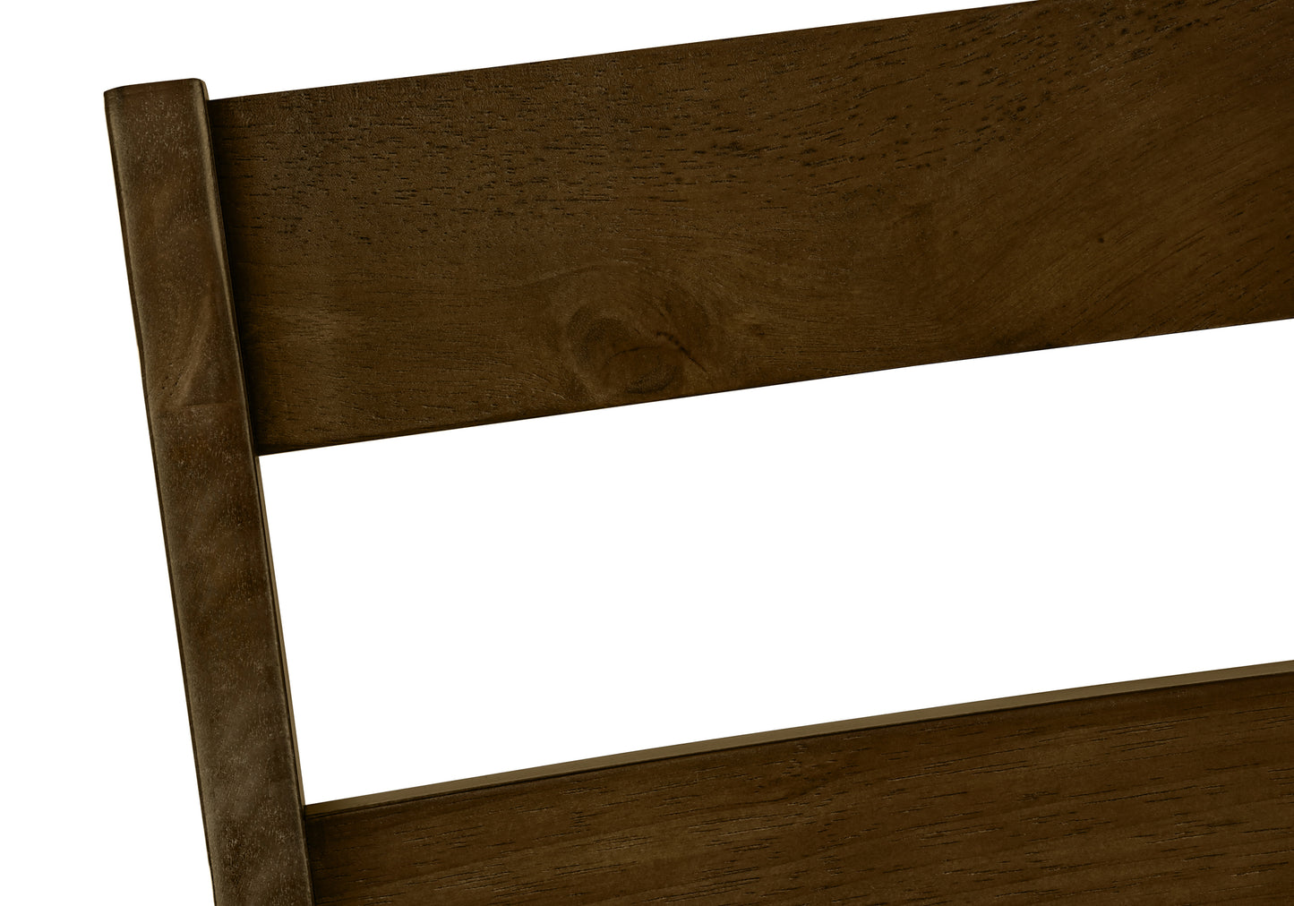 Dark brown wooden chair backrest detail with visible grain