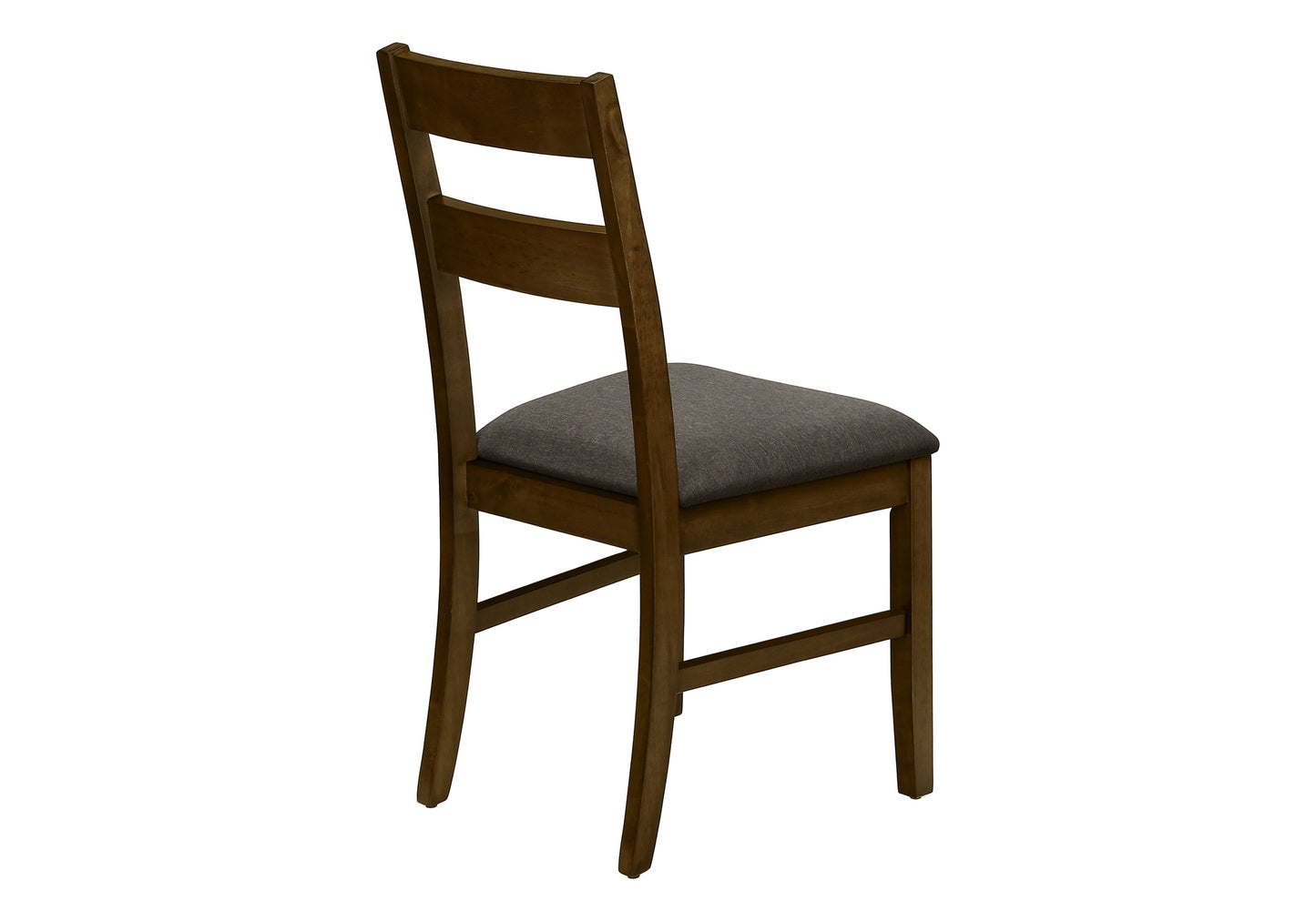 Wooden dining chair with upholstered seat dark brown frame and grey fabric