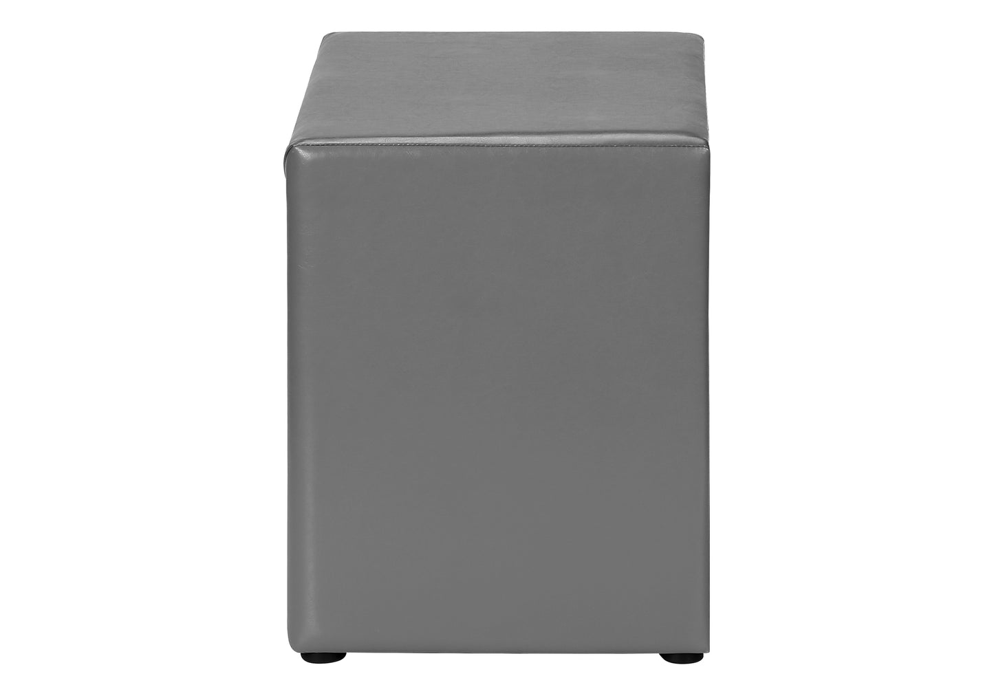 Modern grey faux leather storage ottoman with ample interior space