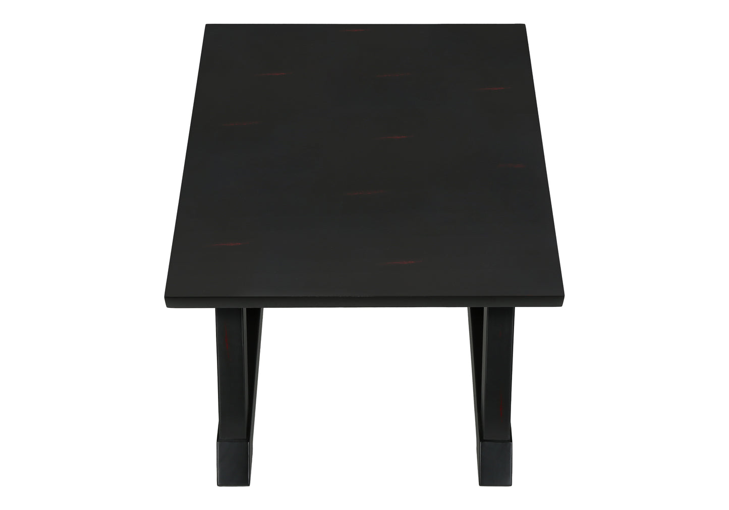 Black wooden bench with subtle red accents for entryway seating