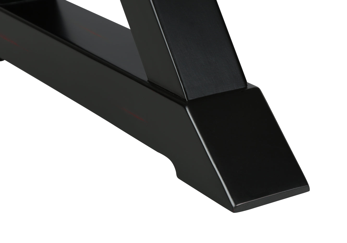 Black wood table leg with subtle red accents modern dining furniture base