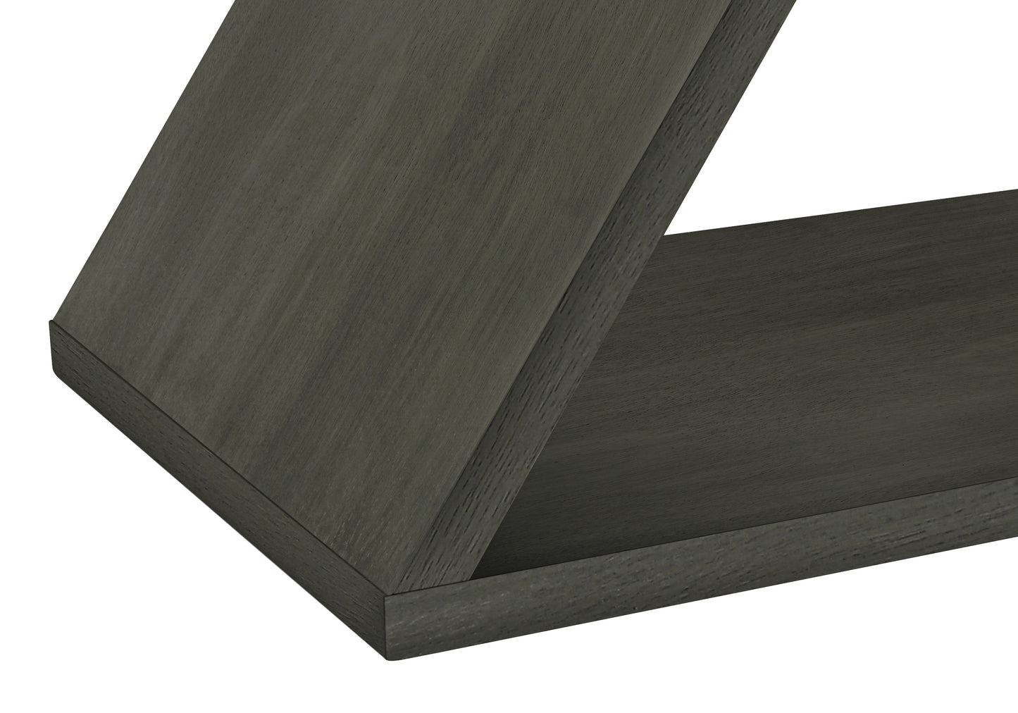 Dark grey oak veneer shelf with visible wood grain texture modern design