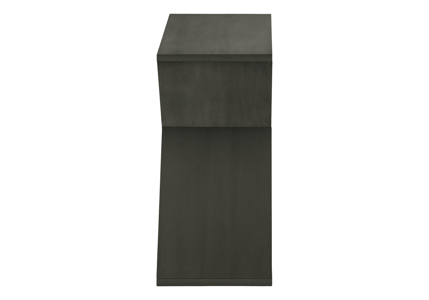 Dark gray modern entryway console table with clean lines and a matte finish