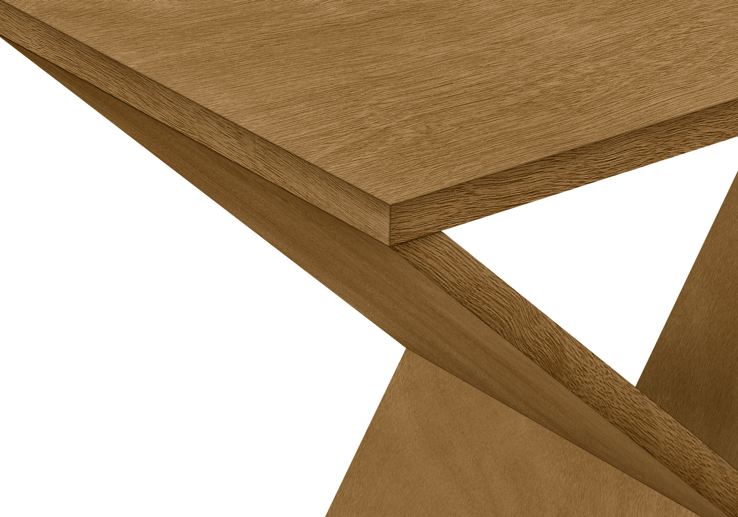 Close up of a natural oak wood veneer tabletop with visible grain patterns