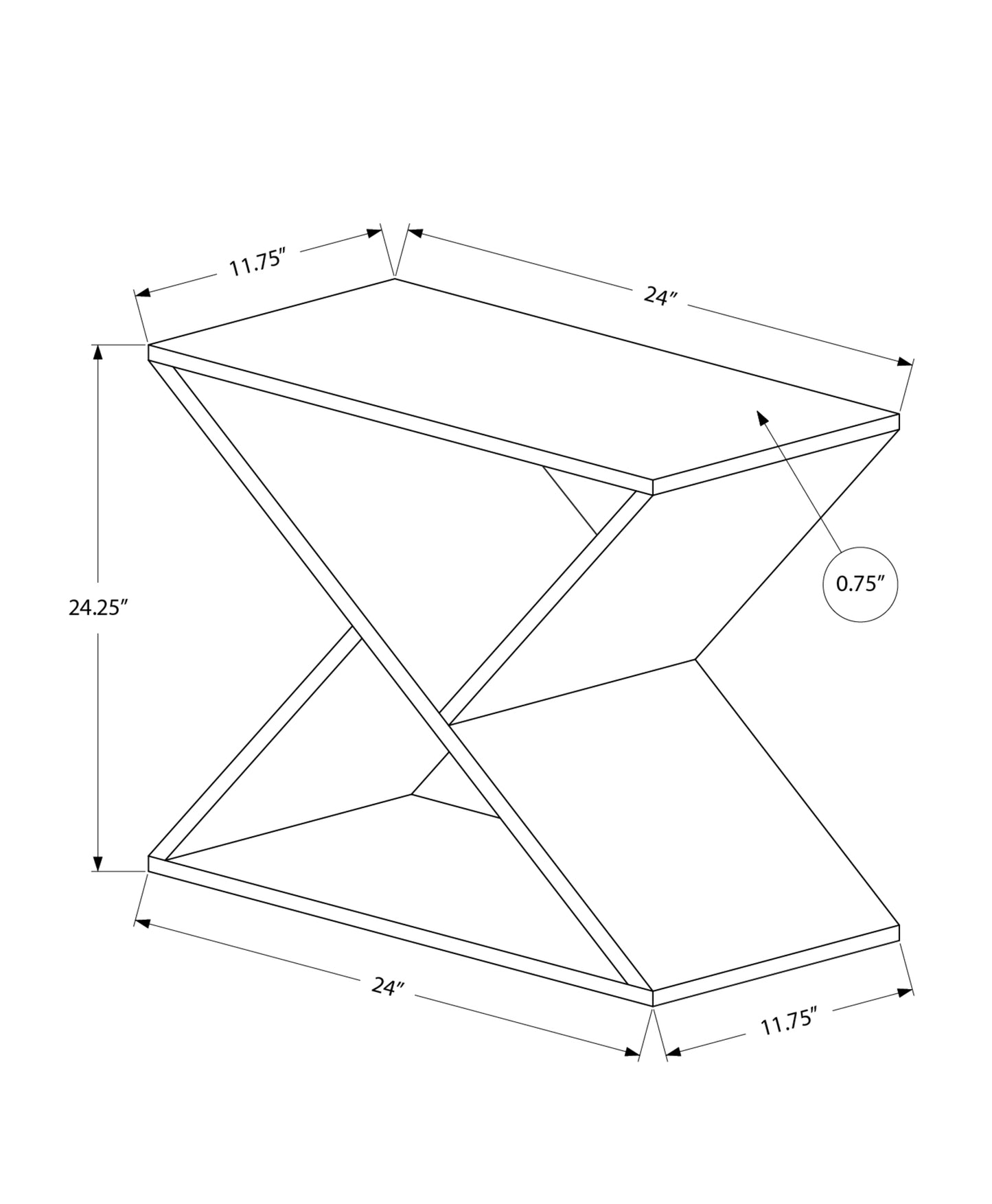 Geometric side table with a metal frame x inch dimensions