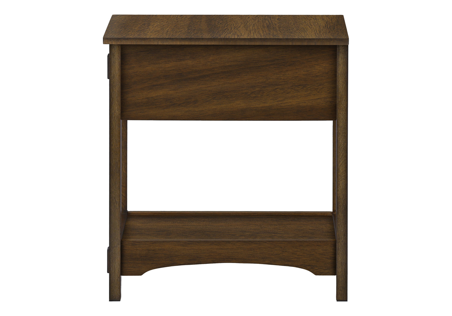 Solid wood end table with open shelf dark oak finish craftsman style