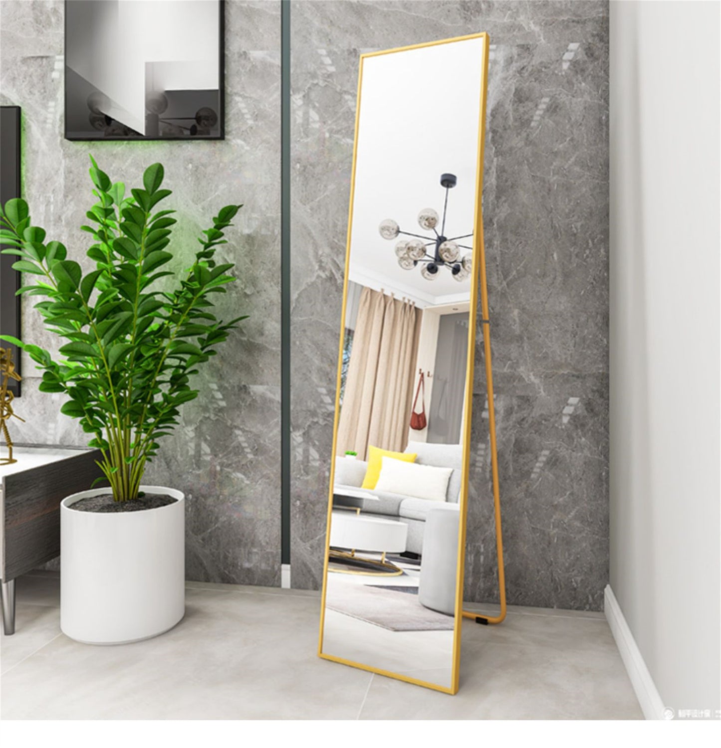 Enhance Your Space with a Golden Wall-Mounted Full Length Mirror