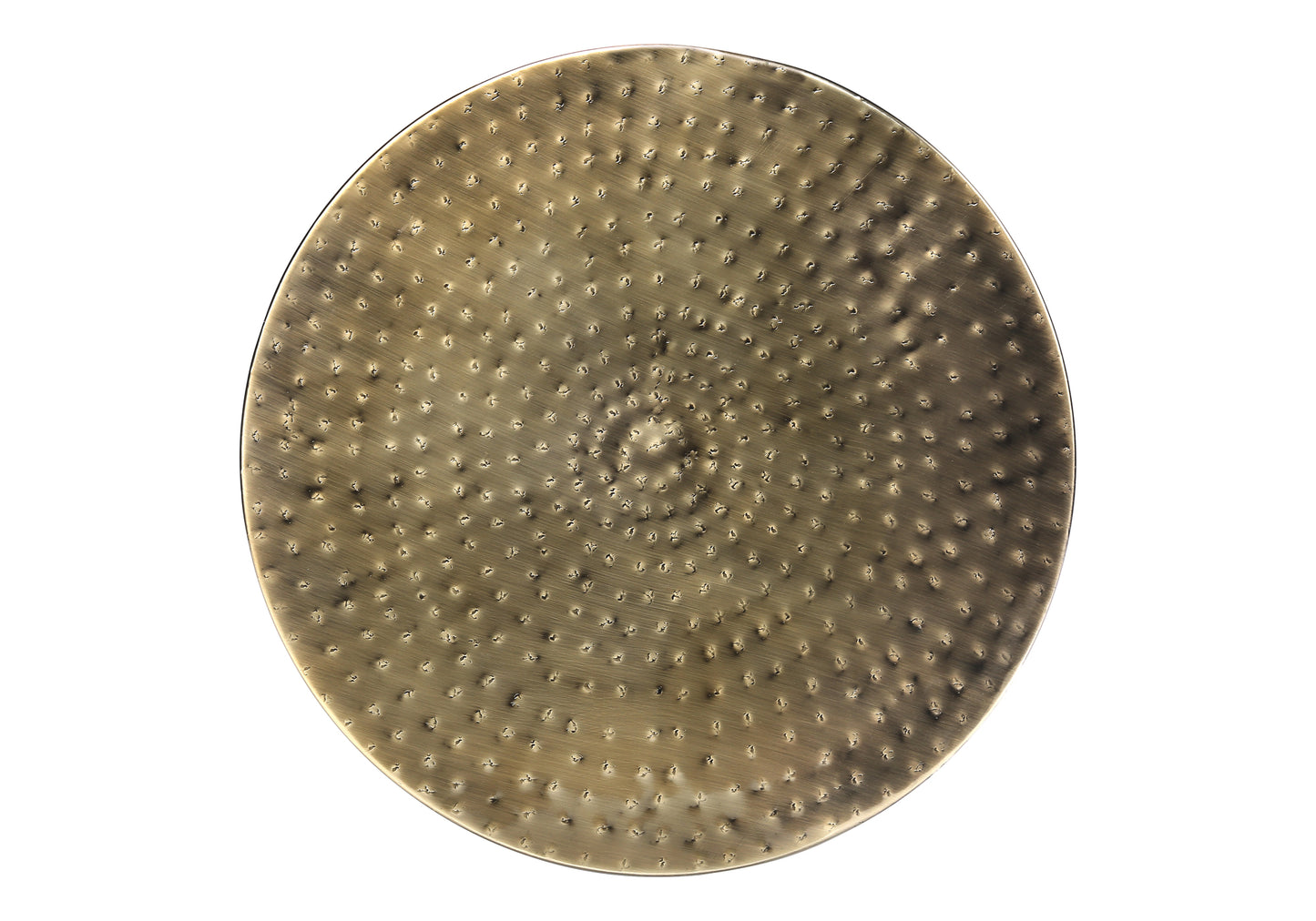 Hammered brass charger plate with textured dimpled surface inch diameter