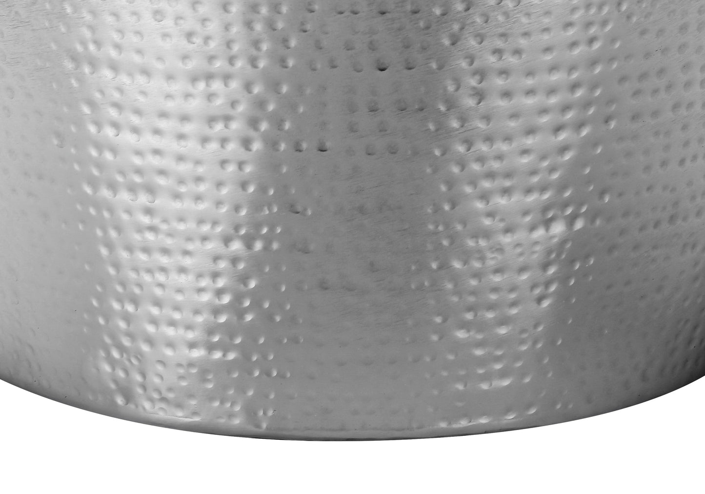 Silver hammered metal serving bowl detail elegant texture