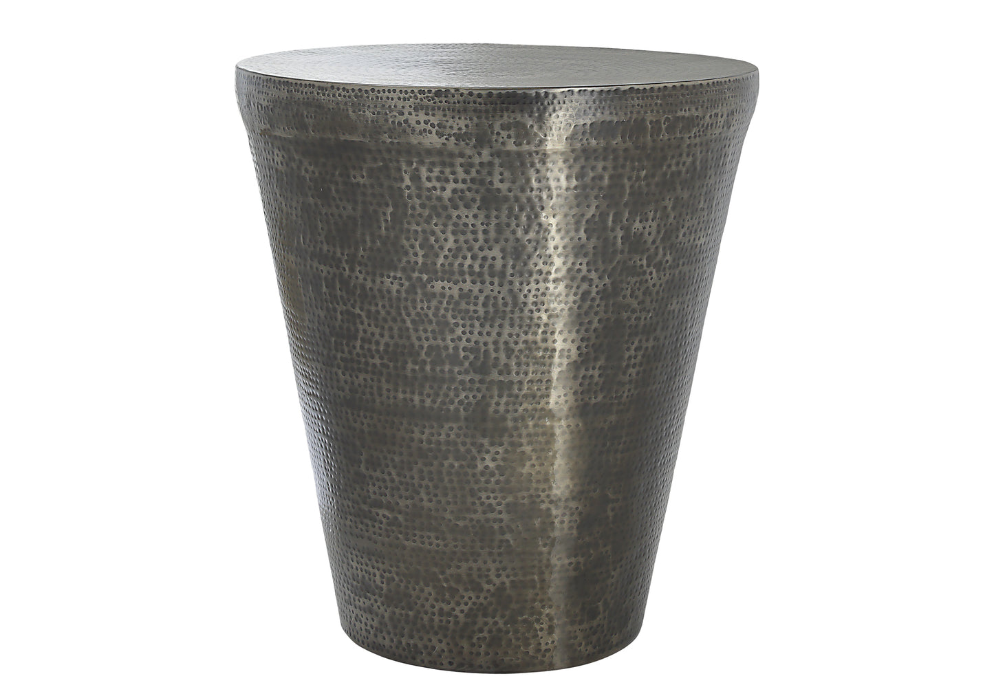Textured metal accent table with hammered finish perfect as a side table