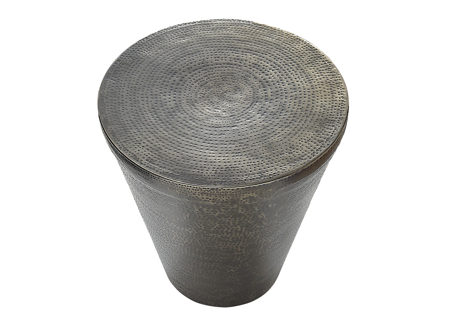 Textured bronze side table with a hammered finish
