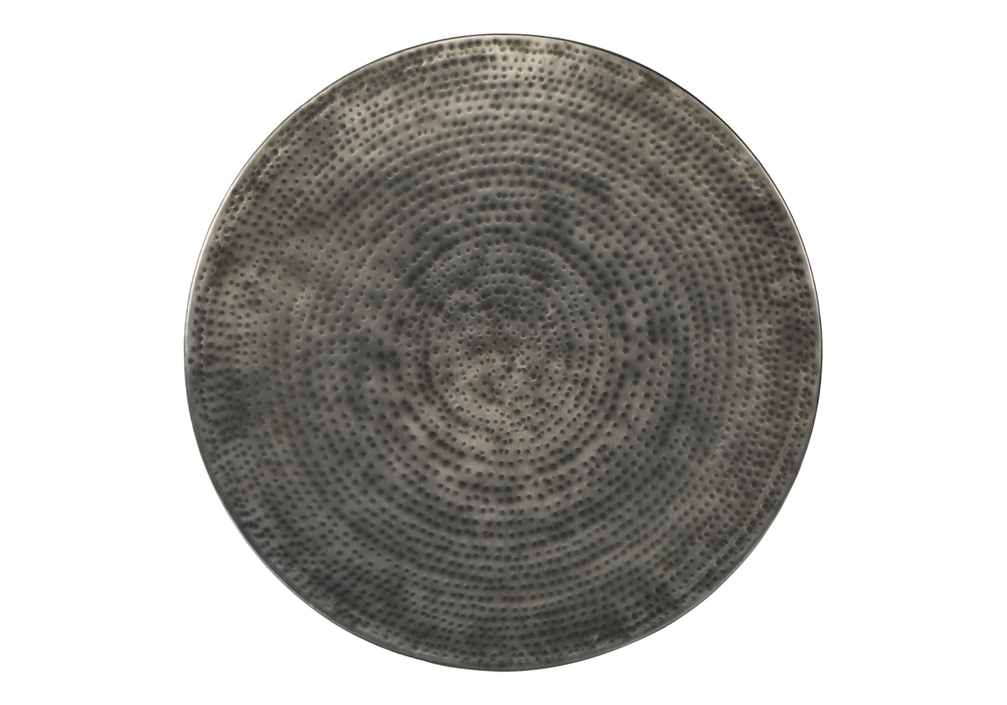 Textured metal charger plate with hammered finish silver