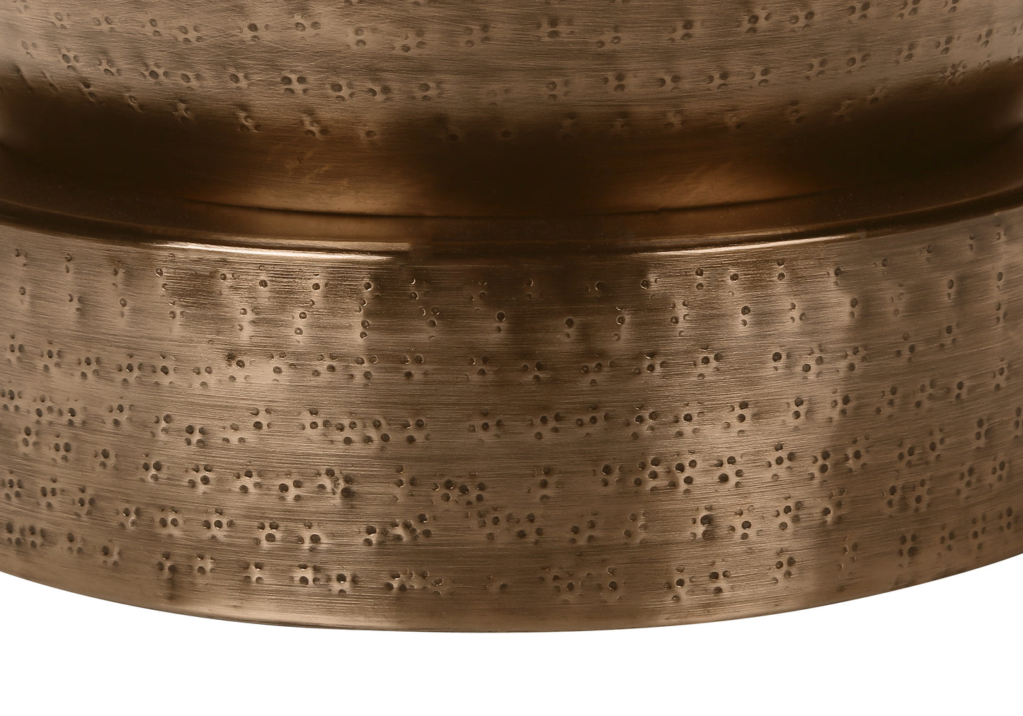 Antique brass planter with hammered texture and subtle perforation detail