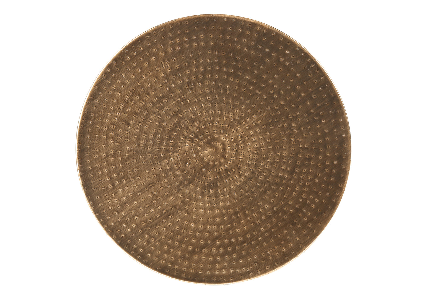 Antique brass textured serving tray with a hammered dimple pattern
