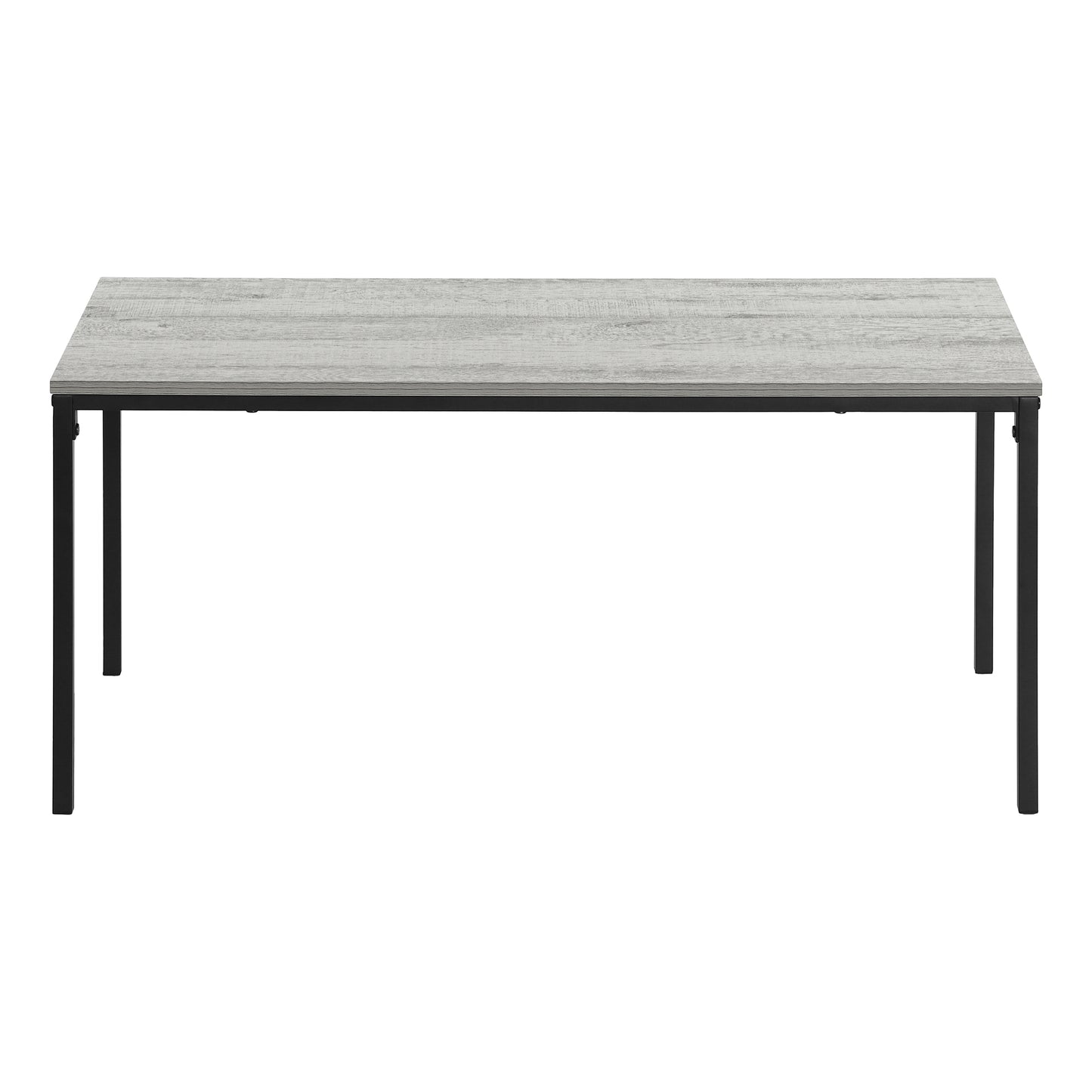 Rustic grey wood dining table with black metal legs