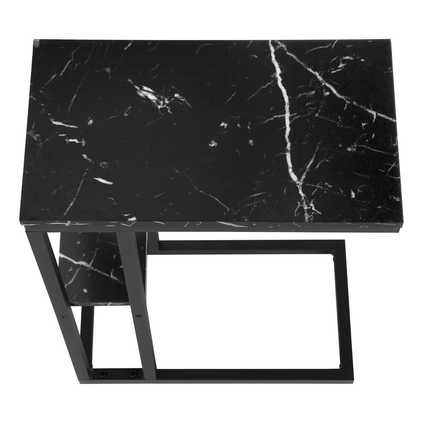 Black marble side table with modern metal frame perfect for living rooms