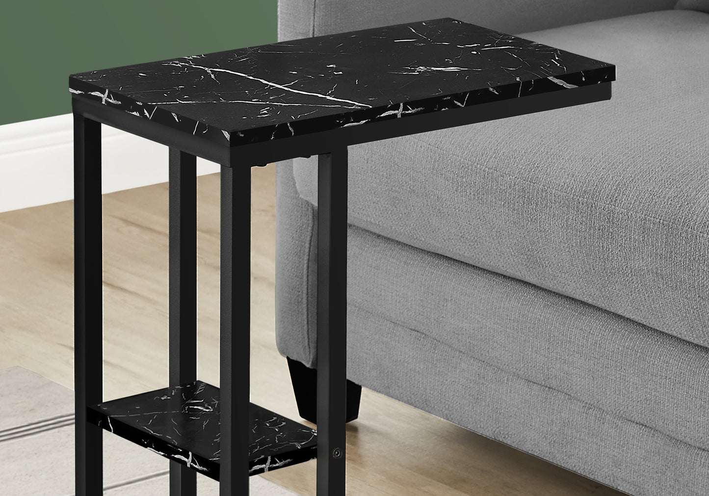 Black marble top Ctable with metal frame perfect for living room accent
