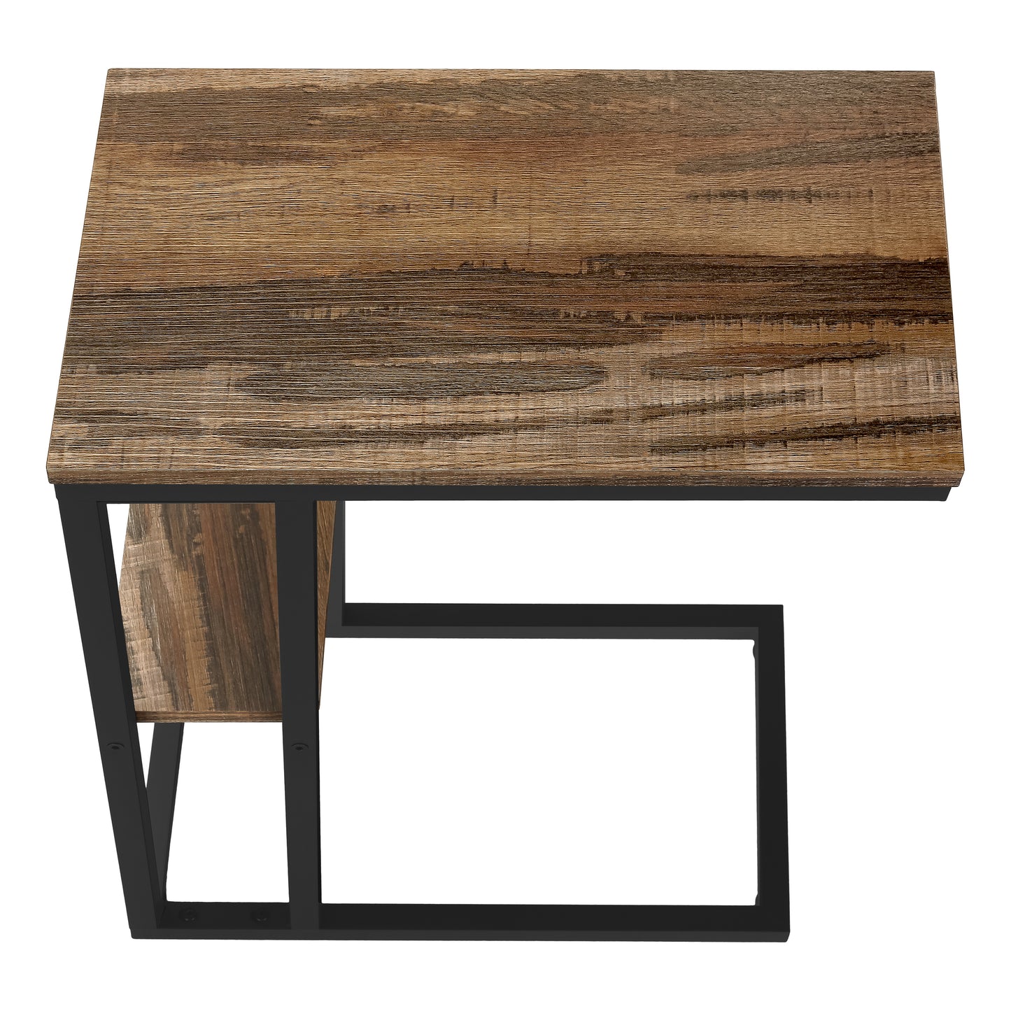 Rustic wood top console table with black metal frame and open shelf Perfect end table
