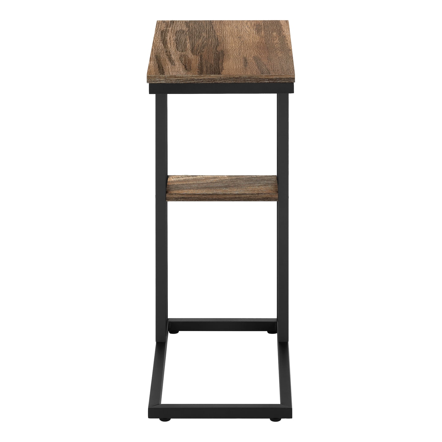 Rustic wood and metal Ctable with shelf for living room convenience and style