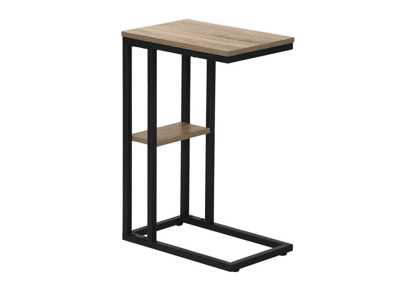Modern ctable with light oak wood top and black metal frame ideal for small spaces