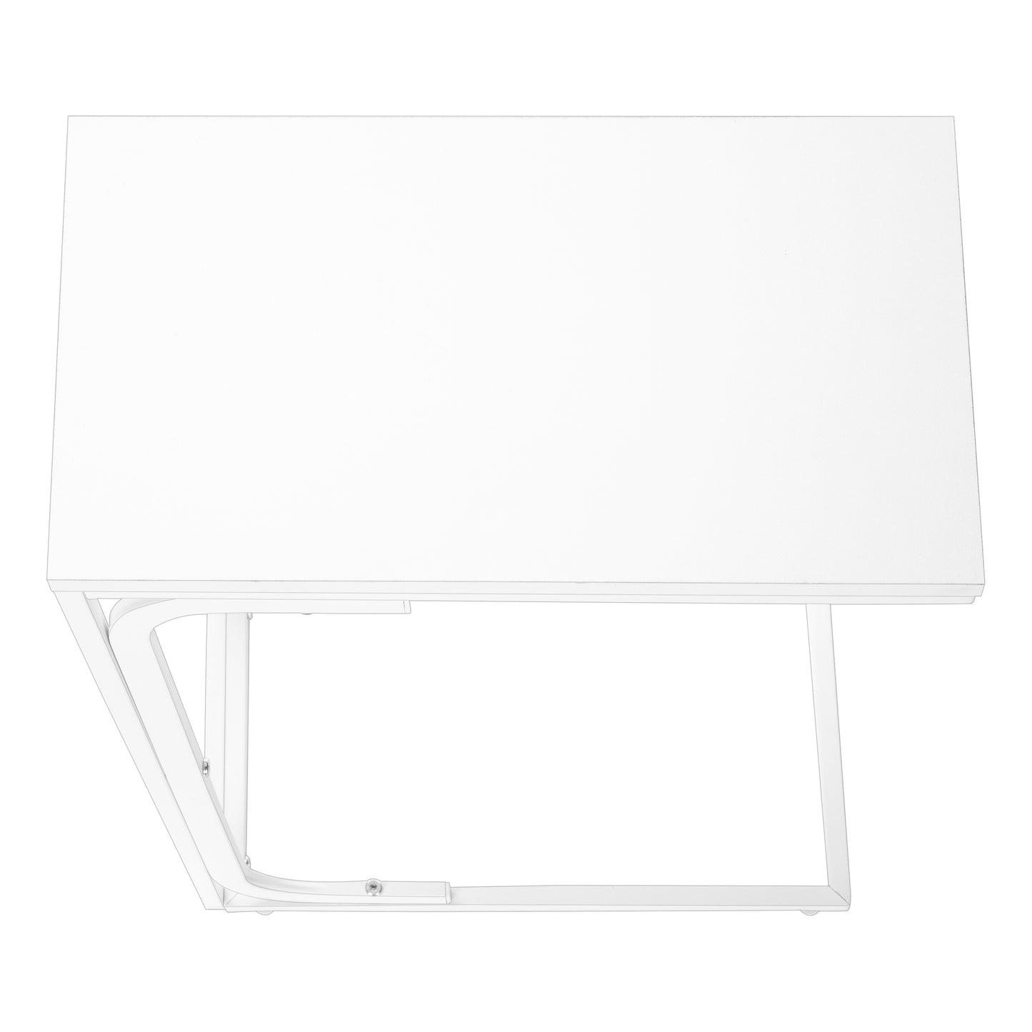 Minimalist white modern coffee table with clean lines and metal frame