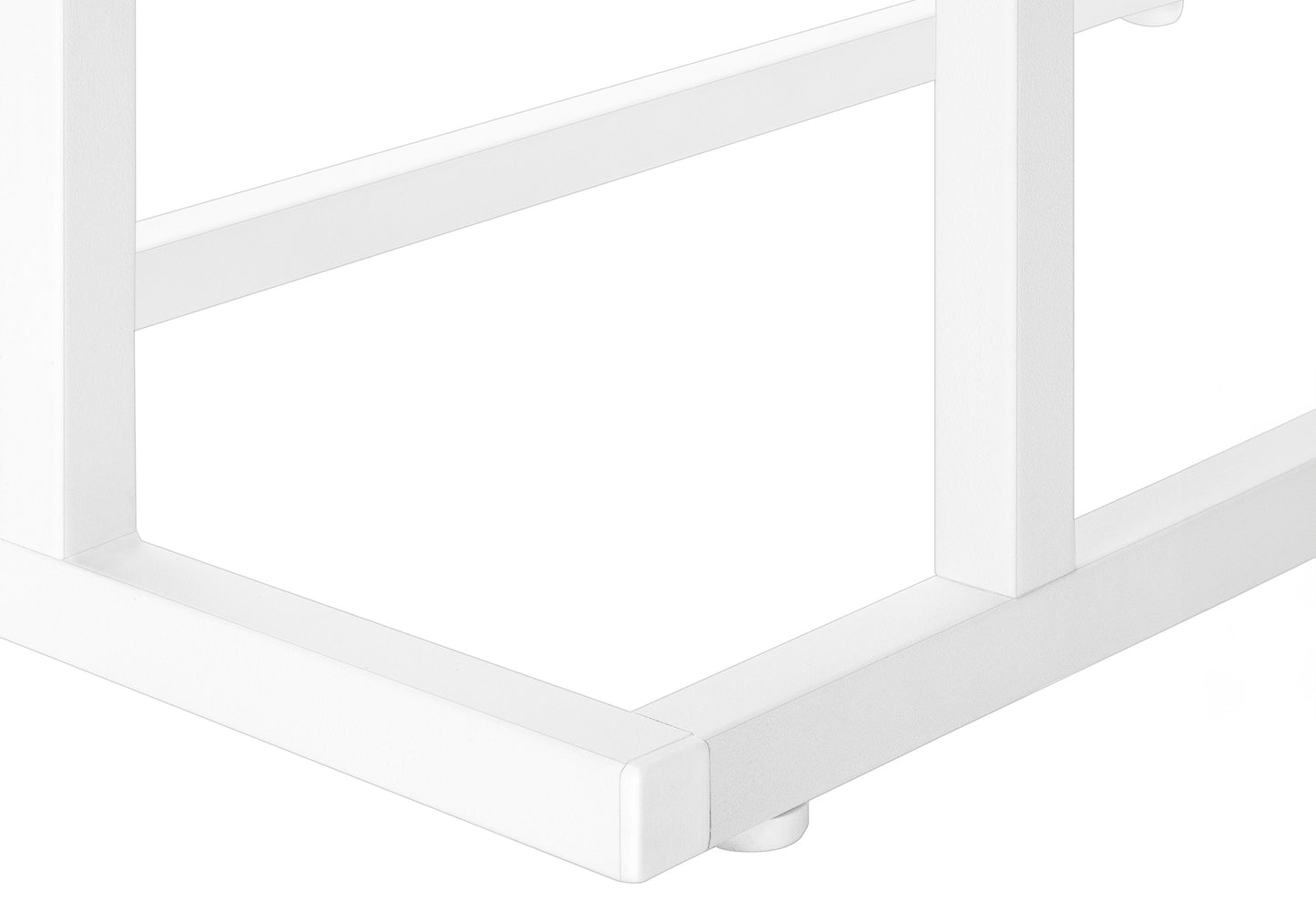 Closeup of a minimalist white metal frame showcasing modern design aesthetics