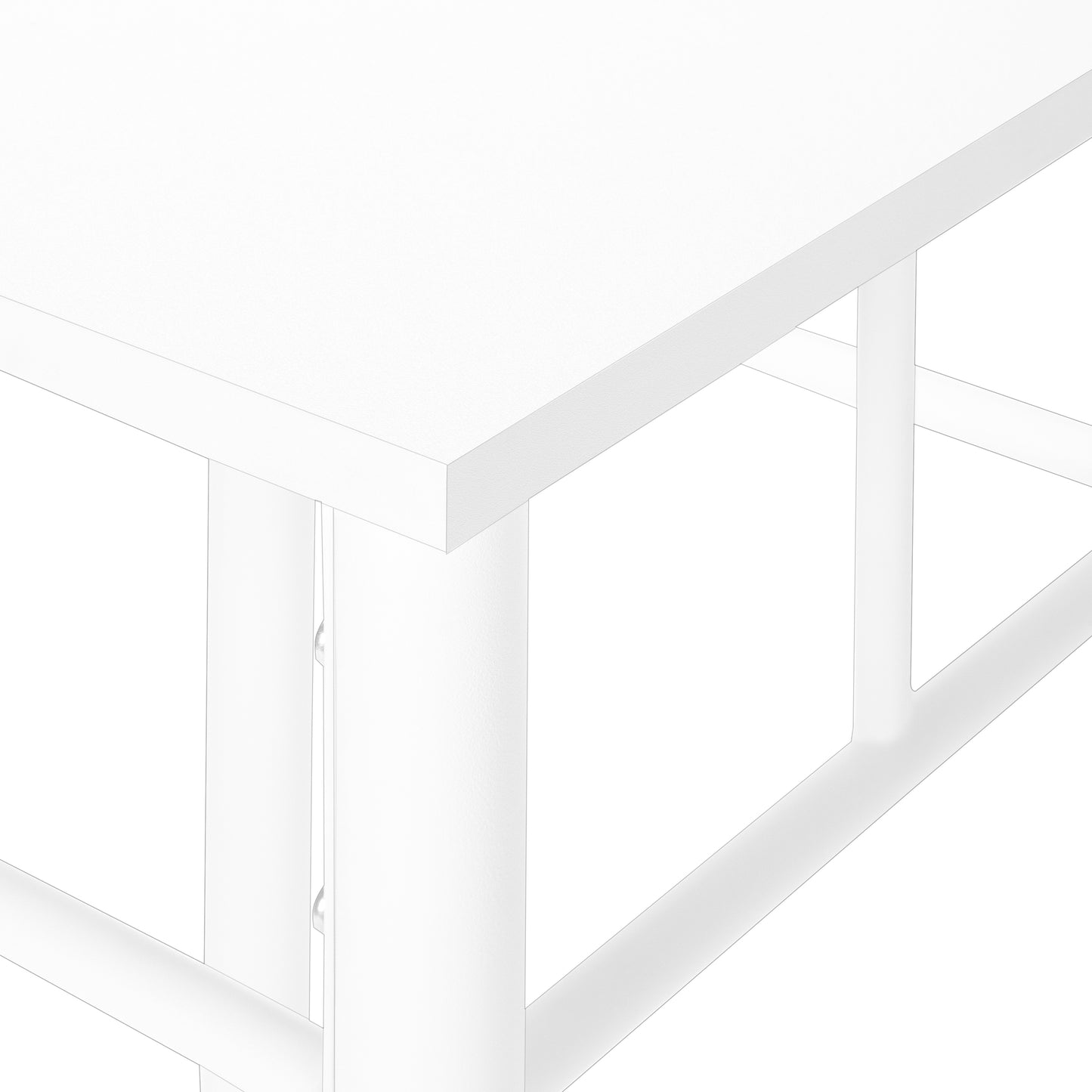 Minimalist white wooden coffee table with clean lines and sturdy legs