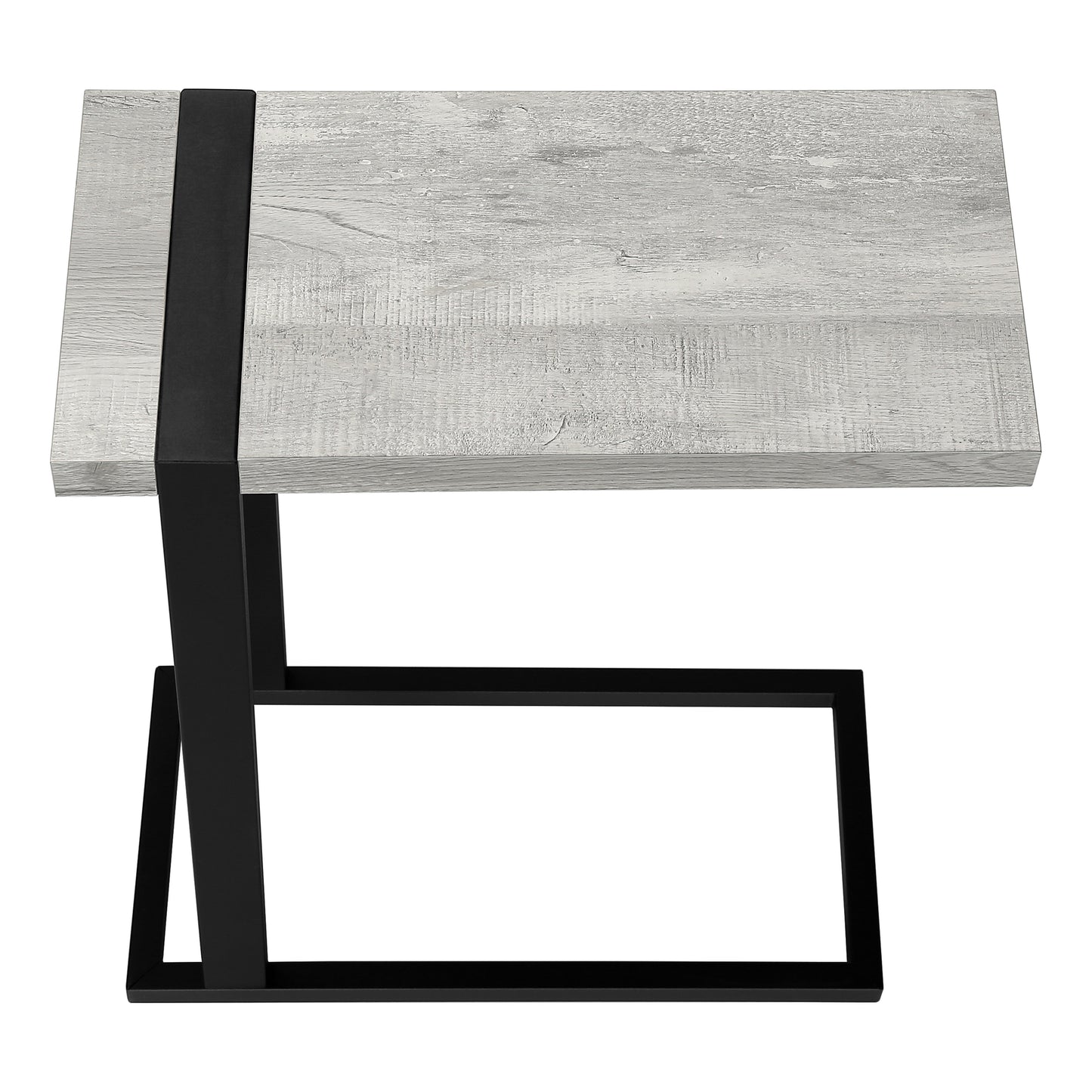 Ctable with whitewashed wood top and black metal frame perfect for bedside use