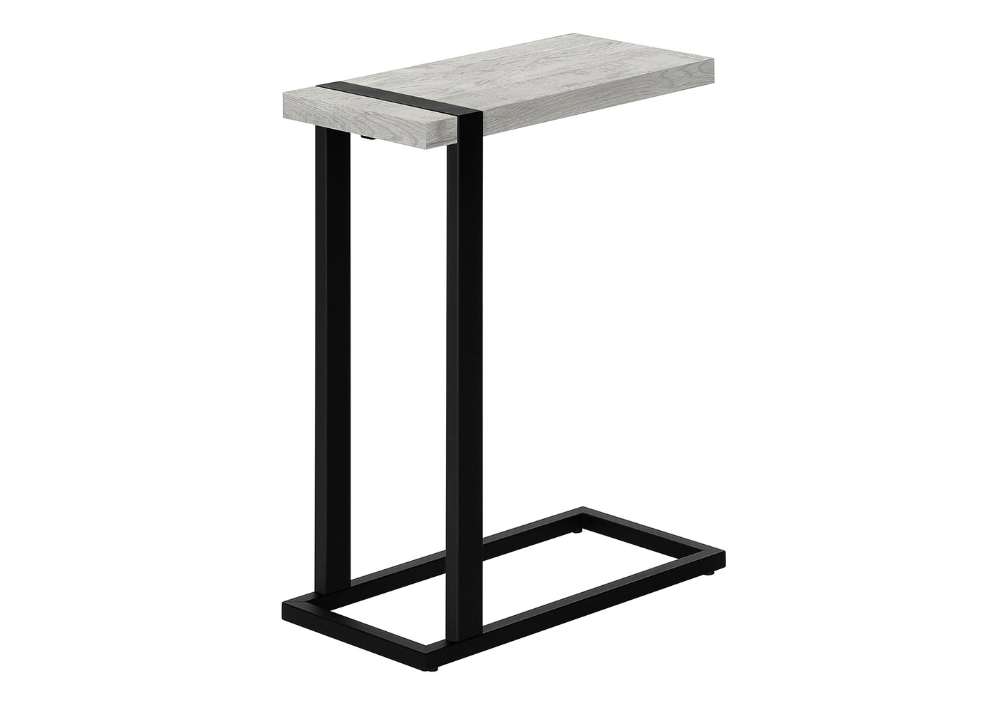 Modern ctable with whitewashed wood top and black metal frame