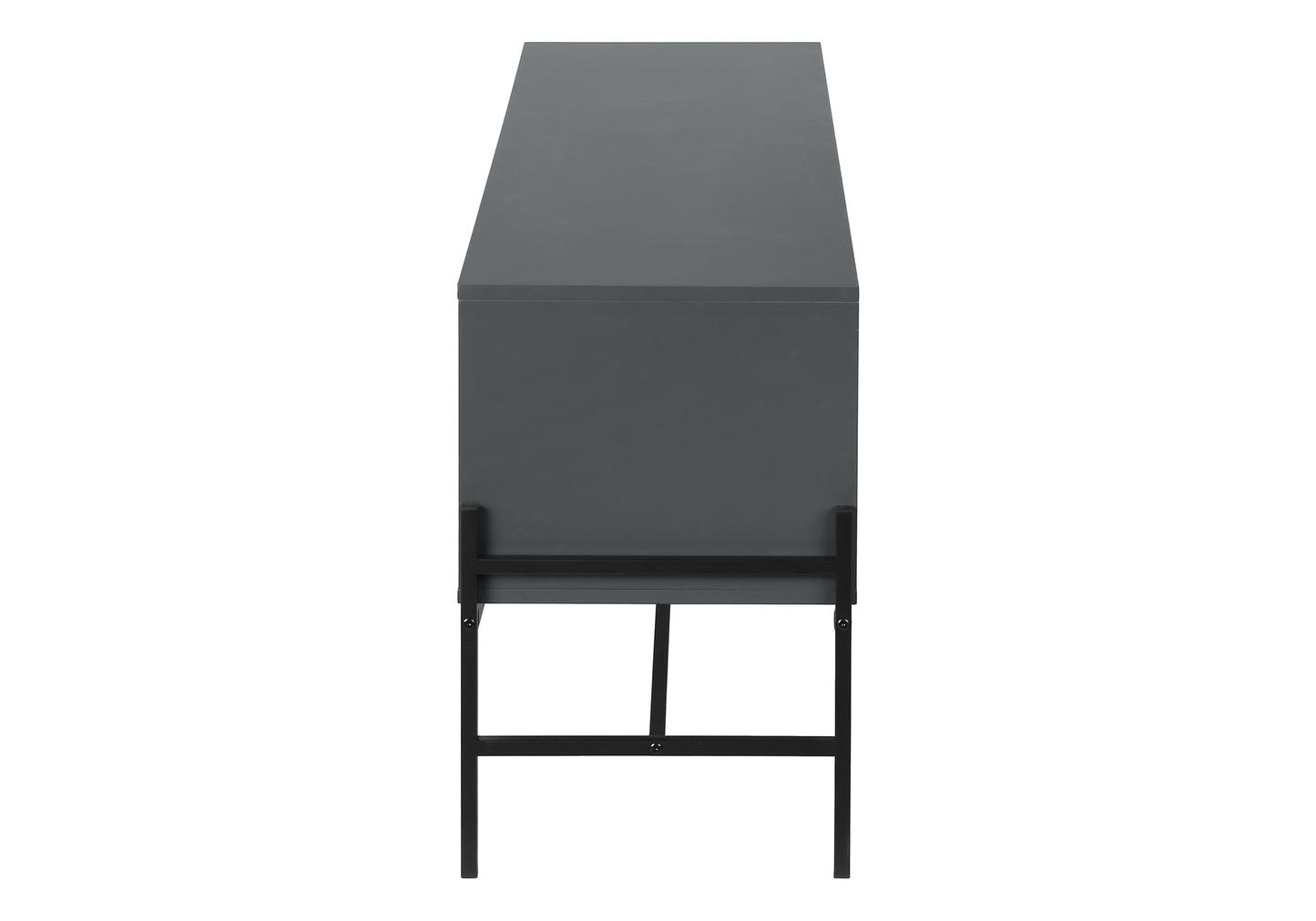 Modern grey console table with sleek black metal legs
