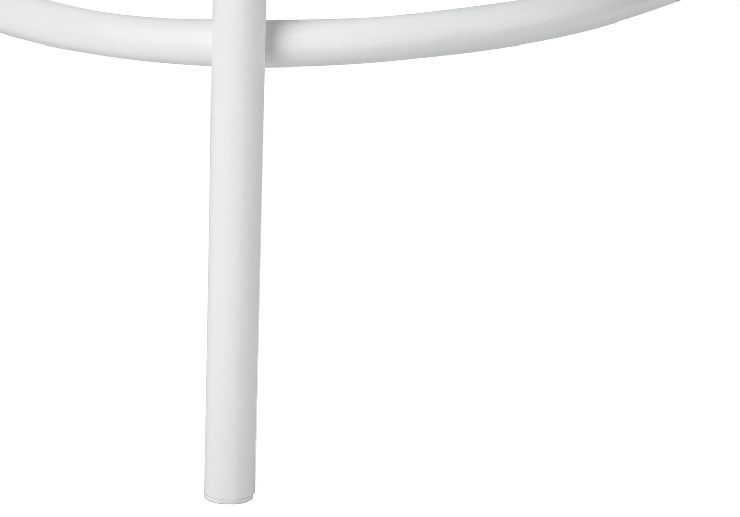 White metal chair leg with curved support bar