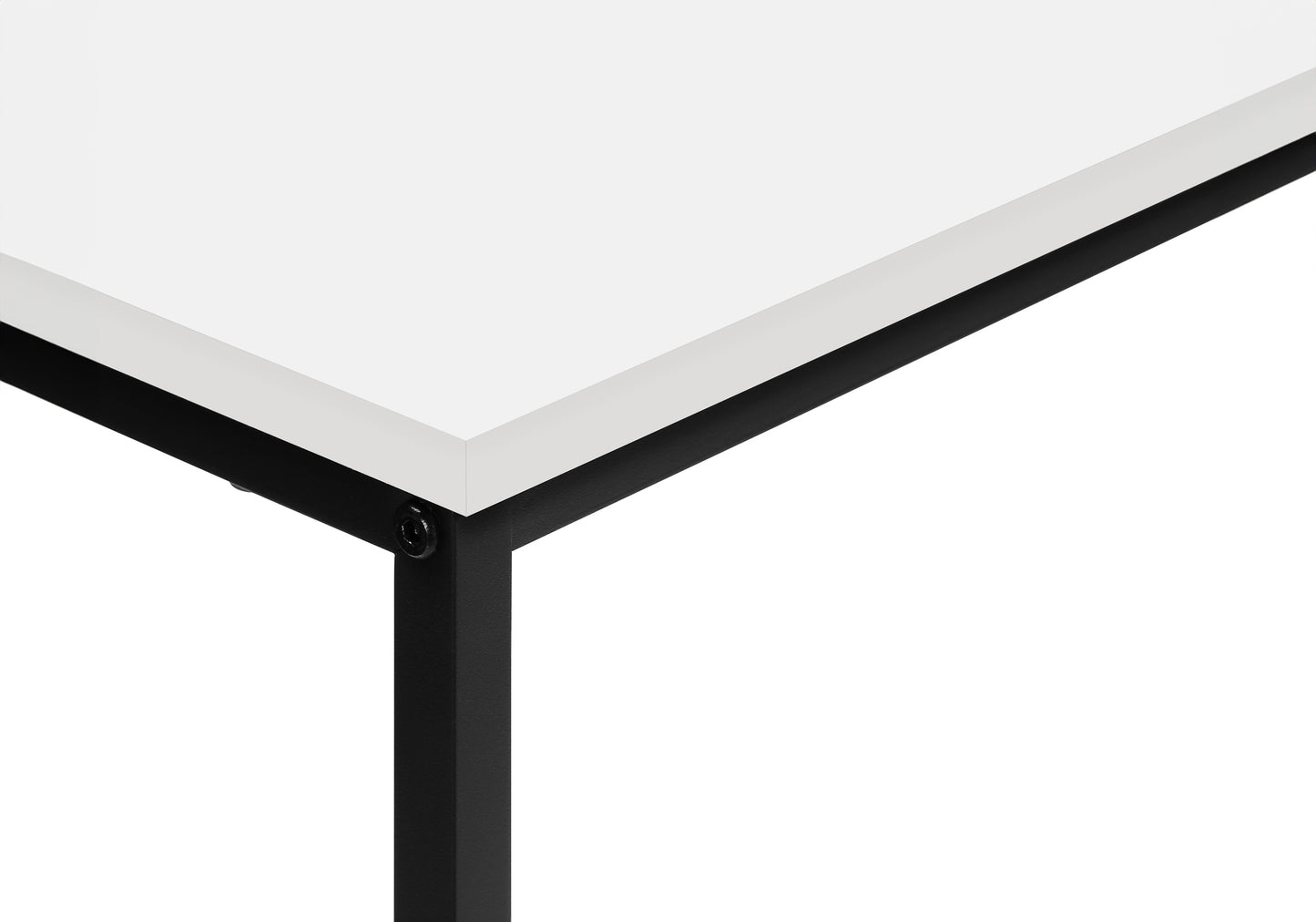 White laminate desk surface with black metal legs minimalist design for home office