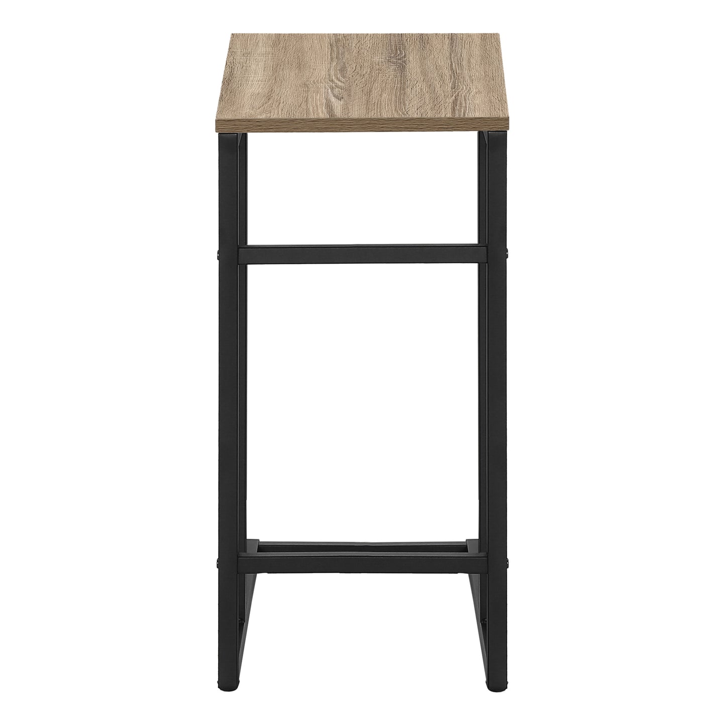 Rustic wood finish bar stool with black metal legs and frame