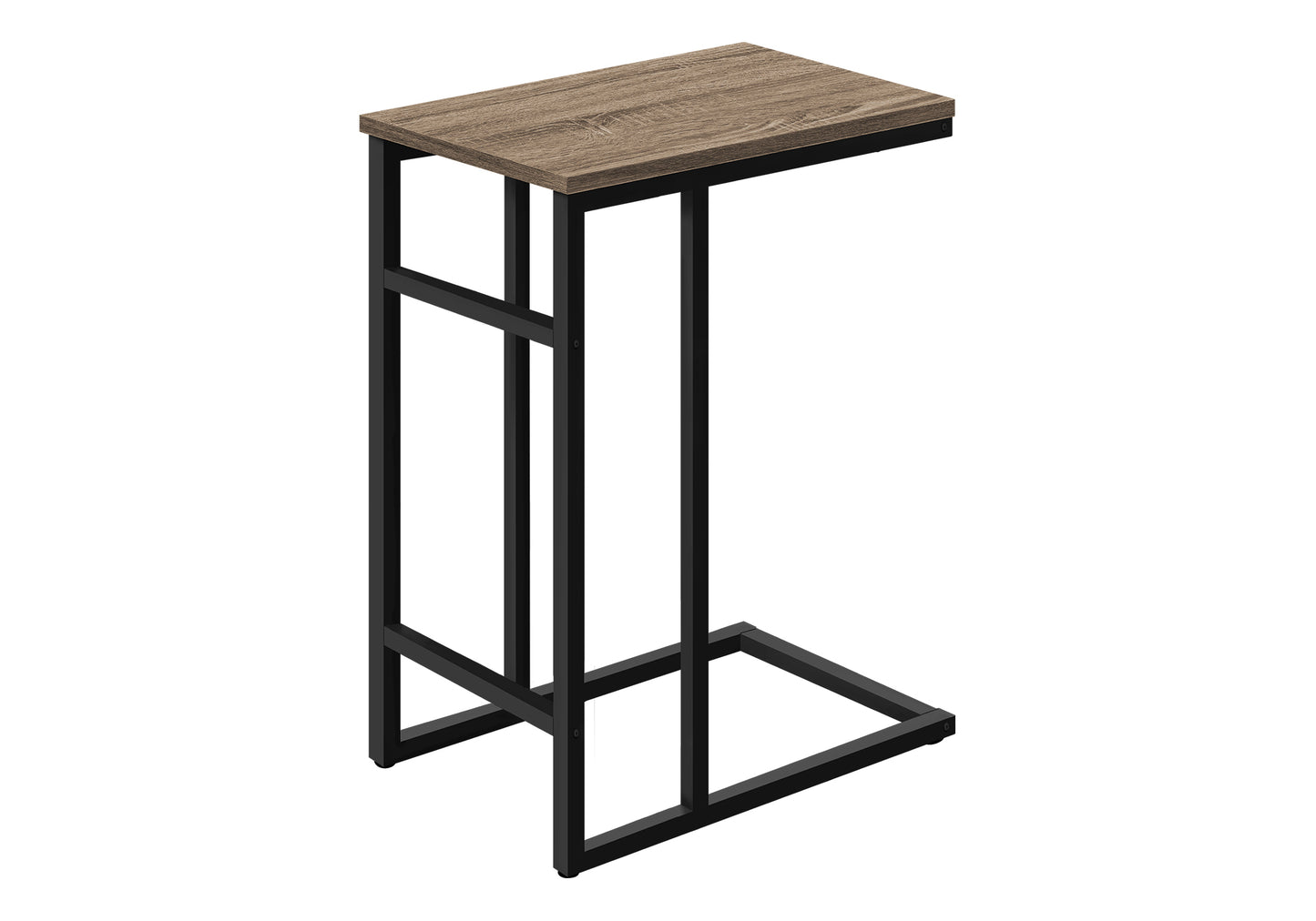 Modern Ctable with rustic wood top and black metal frame perfect for bedside use