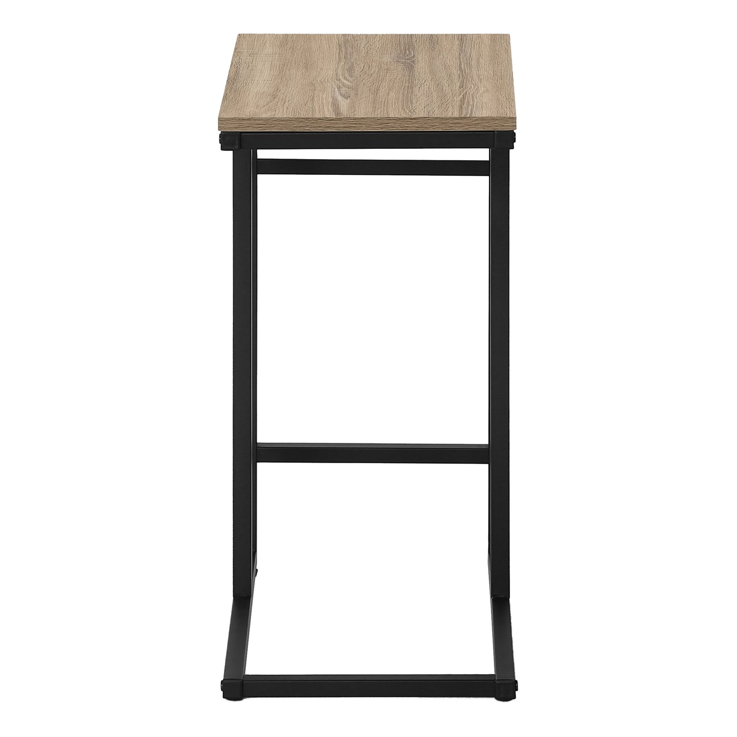 Modern bar stool with light oak wood seat and black metal frame