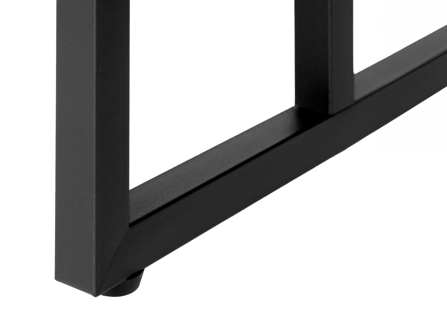 Black metal table leg with angled support for stability